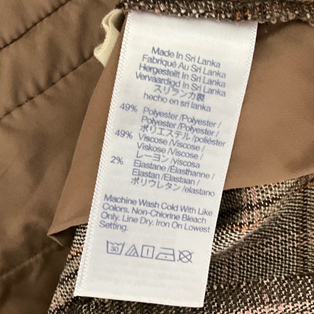 Madewell Plaid Pleated Wide Leg Pants Career Office Brown High Rise Womens 10 - Picture 5 of 9